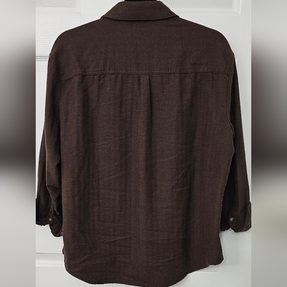 Womens Old Navy Chocolate Brown Boyfriend Shirt MED - Picture 3 of 4
